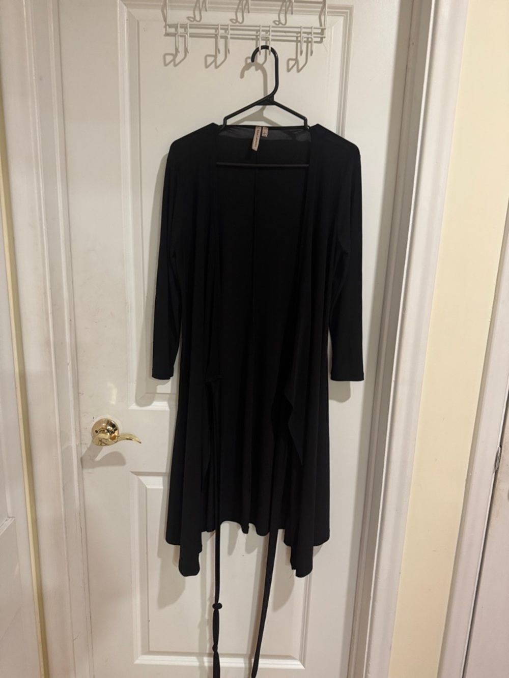 Susan Lawrence Black Long-Sleeve Draped Wrap Dress